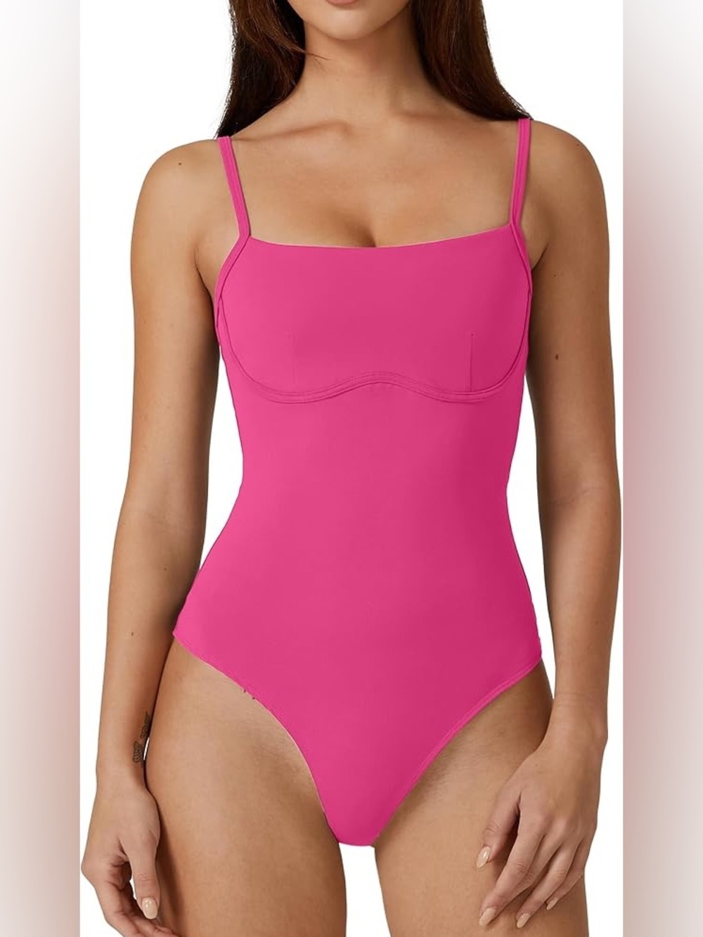 NWT REORIA Hot Pink Spaghetti Strap Snap Closure Thong Bodysuit Size S,M,L - Picture 10 of 12